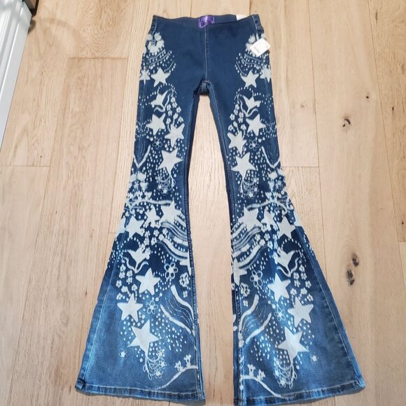 Free People Denim - NWT Free People Anna Sui Womens Star Print Bell Bottom Jeans Stretch Pockets